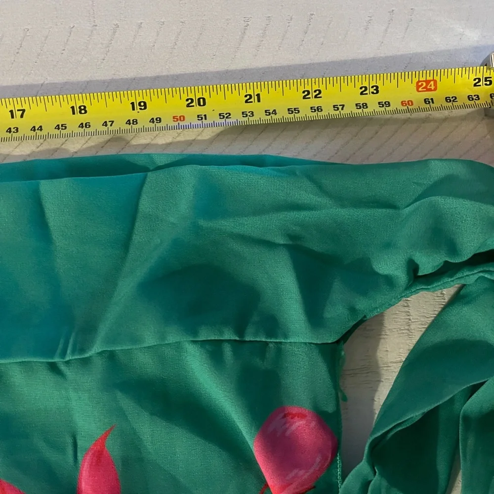 Bathing suit wrap coverup resort and beach-ware green w/pink floral pattern.